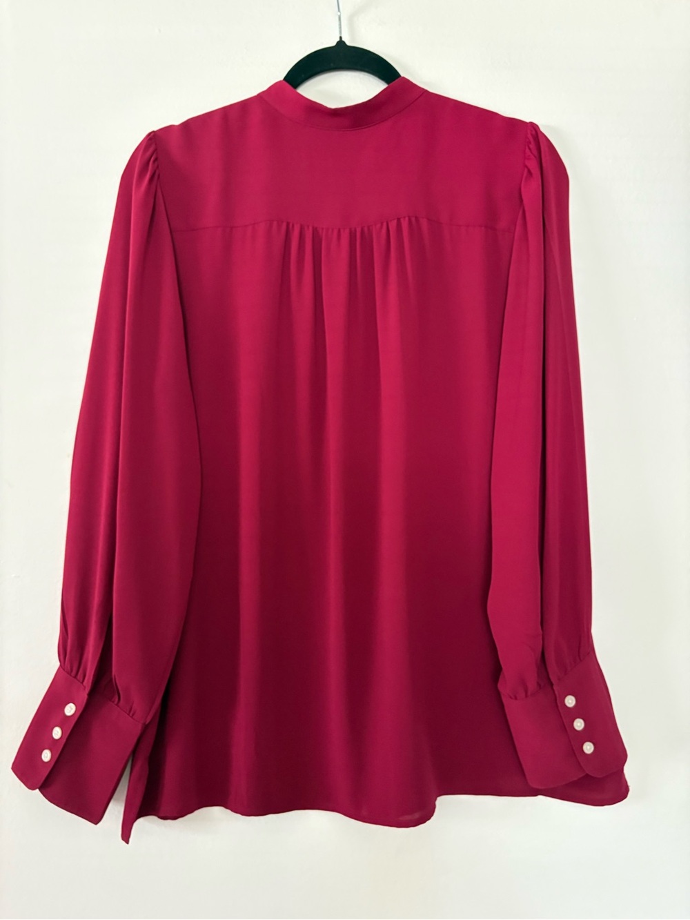 LOFT Raspberry-Pink Button Front Mandarin Collar Blouse - Picture 4 of 8